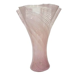 VTG Fratelli Toso Murano Art Glass Pink Blush Vase